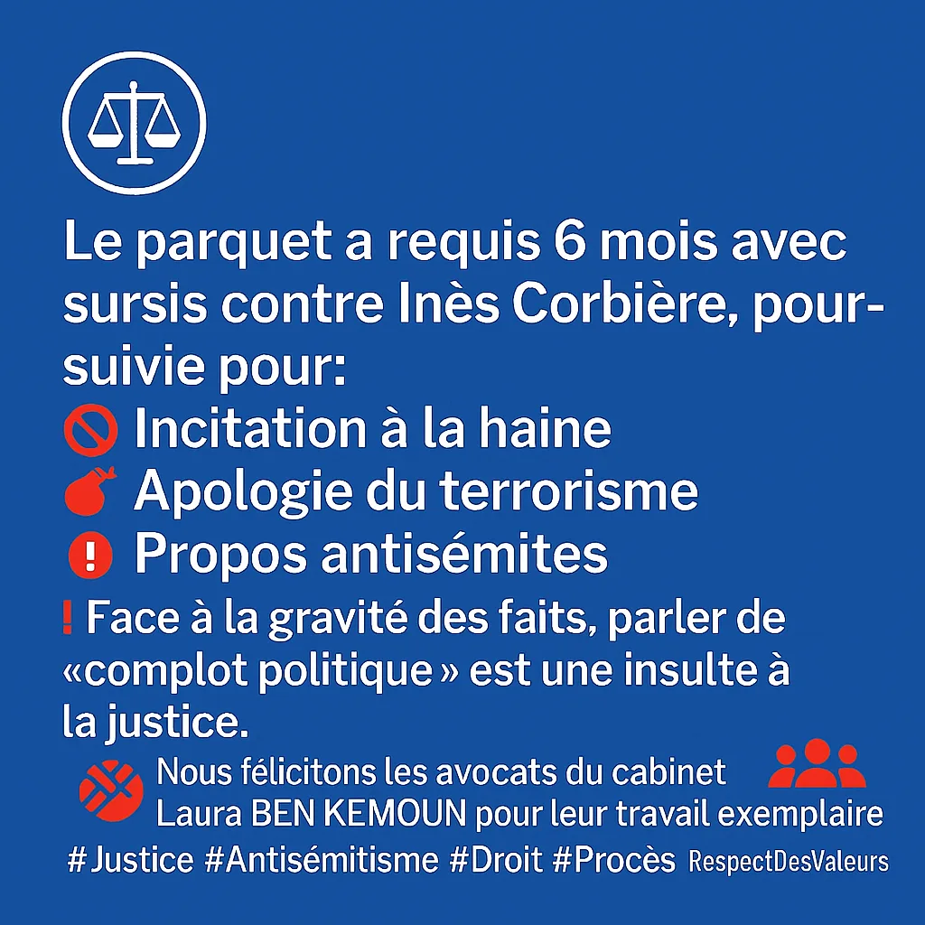 COMMUNIQUÉ de l’ OBSERVATOIRE JUIF DE France | Procès de MME Inès Corbière